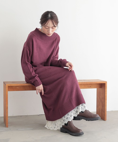 n'OrLABEL（ノアールレーベル）の「『裏起毛Ver.贅沢レースロングペチワンピース』（ワンピース・レディース・チャコール/ブラック/アイボリー・1/2）」の7枚目の写真