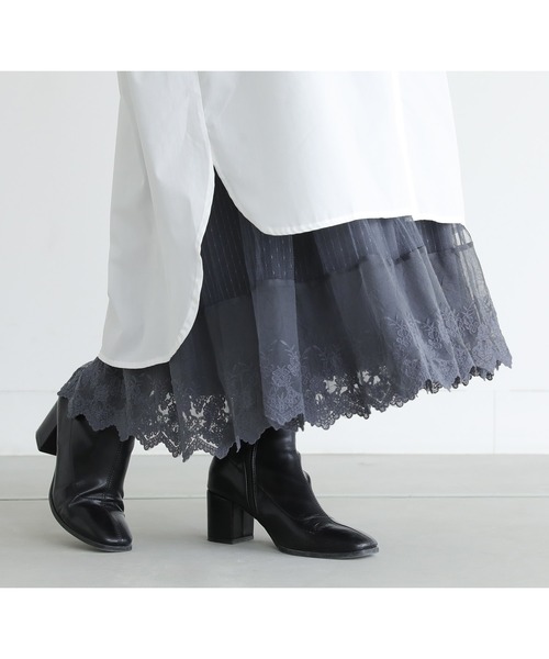 n'OrLABEL（ノアールレーベル）の「『裏起毛Ver.贅沢レースロングペチワンピース』（ワンピース・レディース・チャコール/ブラック/アイボリー・1/2）」の12枚目の写真