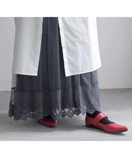 n'OrLABEL（ノアールレーベル）の「『裏起毛Ver.贅沢レースロングペチワンピース』（ワンピース・レディース・チャコール/ブラック/アイボリー・1/2）」の13枚目の写真