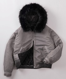 SlashDate | 【82】ヴィンテージライク ファーフード フライトブルゾン/ボンバージャケット/ダブルジップ/ミリタリー/アメカジ(ブルゾン)