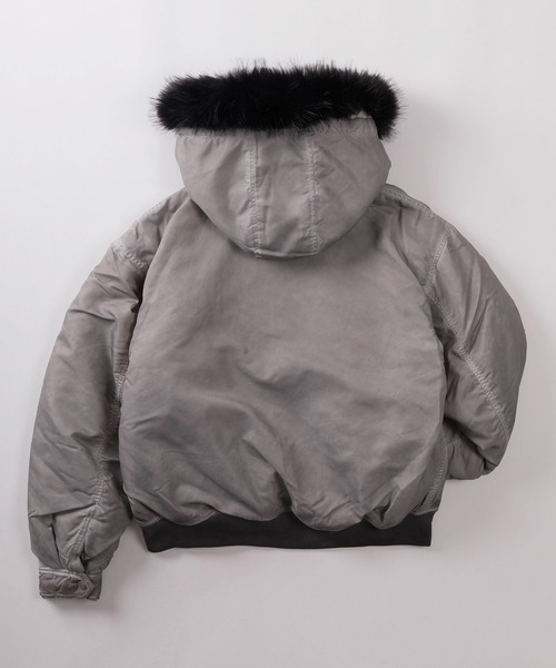 SlashDate（スラッシュデイト）の「【82】ヴィンテージライク ファーフード フライトブルゾン/ボンバージャケット/ダブルジップ/ミリタリー/アメカジ（ブルゾン・メンズ・カーキ/ブラック/グレー・L/M）」の5枚目の写真