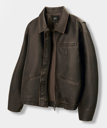 DIMITRI BLACK（ディミトリブラック）の「FAUX LEATHER Detroit Work Jacket_Dark Brown（ライダースジャケット）」