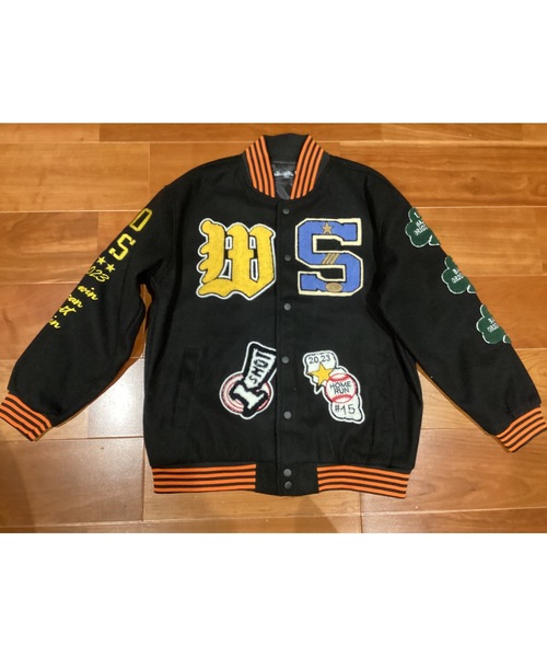 Bling Leads(ブリングリーズ)の「【Blss】【Bling Leads】サガラ刺繍入スタジアムジャンパー(スタジャン・メンズ・ブラック/ブラウン・FREE)」の1枚目の写真
