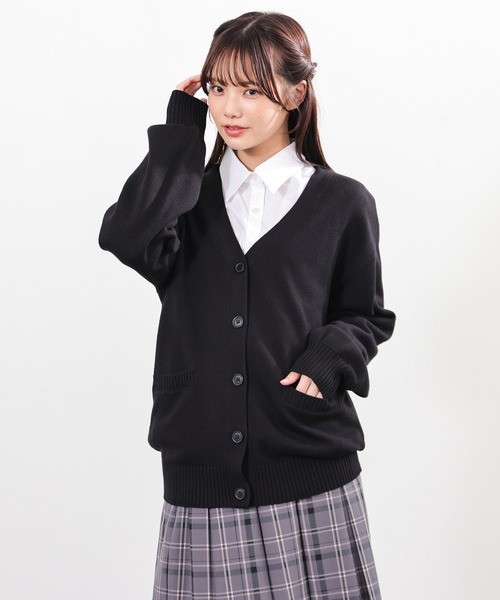 Honeys（ハニーズ）の「Ｖネックカーディガン（カーディガン/ボレロ・レディース・アイボリー/ブラック/杢グレー/ピンク/ネイビー・L/LL/M/S）」の9枚目の写真