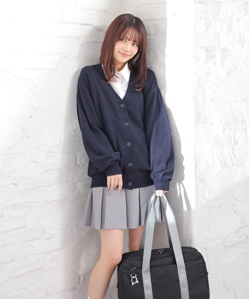Honeys（ハニーズ）の「Ｖネックカーディガン（カーディガン/ボレロ・レディース・アイボリー/ブラック/杢グレー/ピンク/ネイビー・L/LL/M/S）」の16枚目の写真