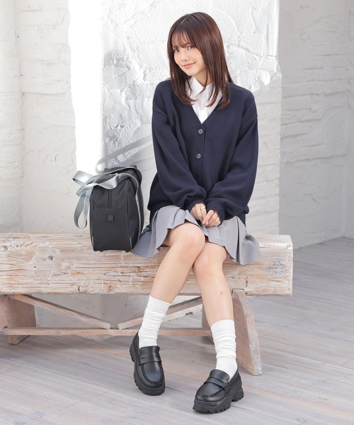 Honeys（ハニーズ）の「Ｖネックカーディガン（カーディガン/ボレロ・レディース・アイボリー/ブラック/杢グレー/ピンク/ネイビー・L/LL/M/S）」の17枚目の写真
