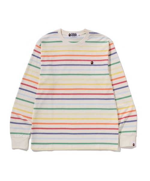 A BATHING APE(アベイシングエイプ)の「GRADIENT RAINBOW STRIPE ONE POINT REGULAR FIT LS TEE(Tシャツ/カットソー・メンズ・アイボリー/マルチ・XX-LARGE/MEDIUM/X-LARGE/SMALL/LARGE)」の2枚目の写真