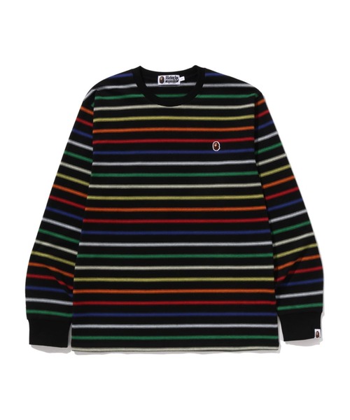 A BATHING APE(アベイシングエイプ)の「GRADIENT RAINBOW STRIPE ONE POINT REGULAR FIT LS TEE(Tシャツ/カットソー・メンズ・アイボリー/マルチ・XX-LARGE/MEDIUM/X-LARGE/SMALL/LARGE)」の1枚目の写真