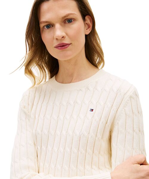 TOMMY HILFIGER（トミーヒルフィガー）の「コットンケーブルミドルゲージクルーネックセーター（ニット/セーター・レディース・マルチ/ホワイト・X-SMALL/XX-SMALL/SMALL）」の13枚目の写真