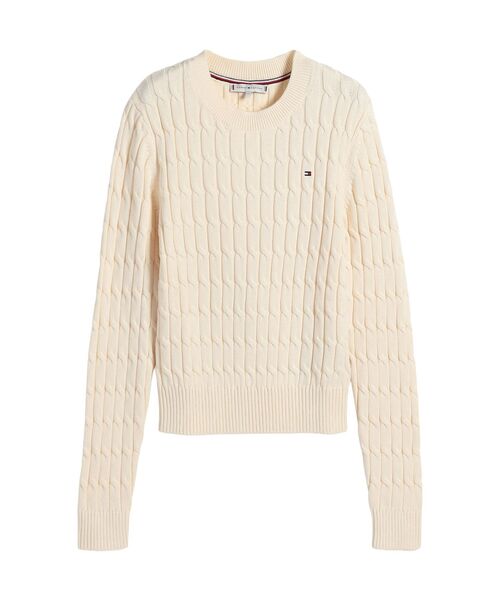 TOMMY HILFIGER（トミーヒルフィガー）の「コットンケーブルミドルゲージクルーネックセーター（ニット/セーター・レディース・マルチ/ホワイト・X-SMALL/XX-SMALL/SMALL）」の10枚目の写真