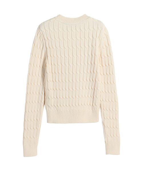 TOMMY HILFIGER（トミーヒルフィガー）の「コットンケーブルミドルゲージクルーネックセーター（ニット/セーター・レディース・マルチ/ホワイト・X-SMALL/XX-SMALL/SMALL）」の3枚目の写真
