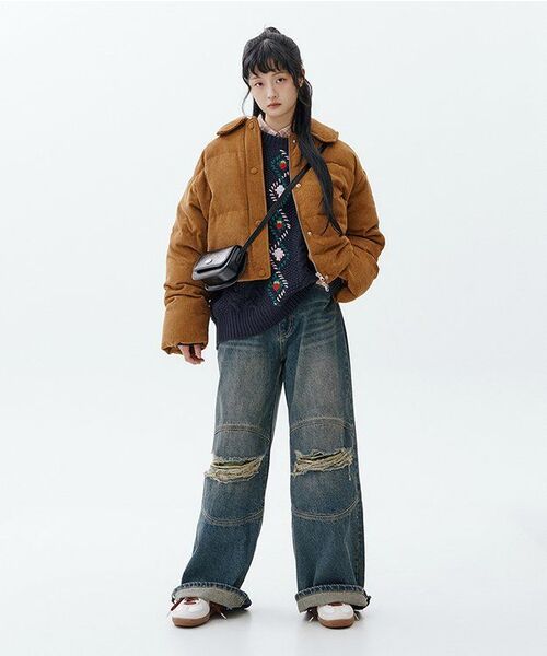 NOT4NERD（ノットフォーナード）の「Camo Double Knee Flare Fit Denim Pants - Deep Blue（デニムパンツ・レディース・その他・MEDIUM/LARGE/X-LARGE）」の6枚目の写真