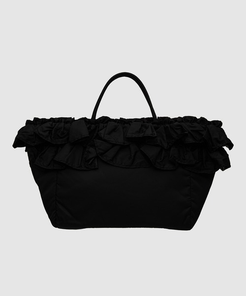 GANNI(ガニー)の「XXL Shopper Ruffle(トートバッグ・レディース・ブラック・ONE SIZE)」の2枚目の写真