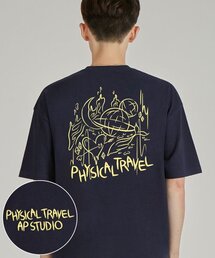 バックフィジカルトラベルラウンドネック15番手コットン半袖Tシャツ_ネイビー
