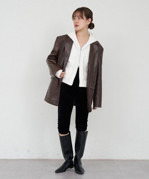 SHENERY（シーナリー）の「ダブルジップフーディー（パーカー・レディース・オフホワイト/グレー・FREE）」の10枚目の写真