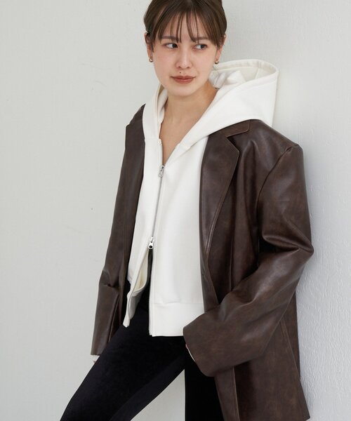 SHENERY（シーナリー）の「ダブルジップフーディー（パーカー・レディース・オフホワイト/グレー・FREE）」の7枚目の写真