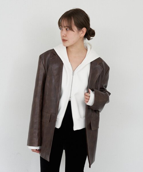 SHENERY（シーナリー）の「ダブルジップフーディー（パーカー・レディース・オフホワイト/グレー・FREE）」の6枚目の写真