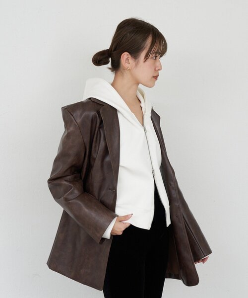 SHENERY（シーナリー）の「ダブルジップフーディー（パーカー・レディース・オフホワイト/グレー・FREE）」の5枚目の写真