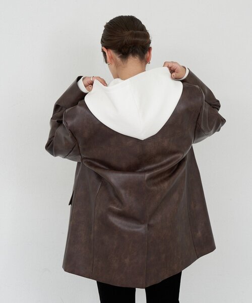 SHENERY（シーナリー）の「ダブルジップフーディー（パーカー・レディース・オフホワイト/グレー・FREE）」の4枚目の写真