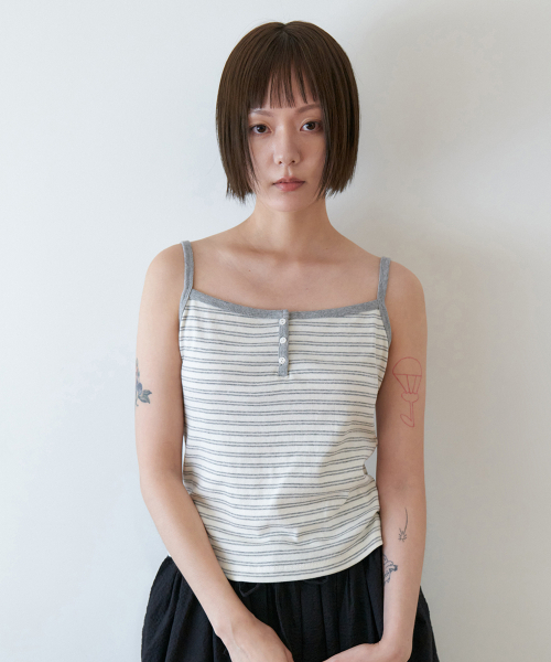STEP AROUND(ステップアラウンド)の「Soft stripe sleeveless top_GREY(Tシャツ/カットソー・レディース・その他・SMALL/MEDIUM)」の3枚目の写真