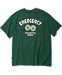 ダブルデイジーフラワーグラフィックTシャツ - グリーン