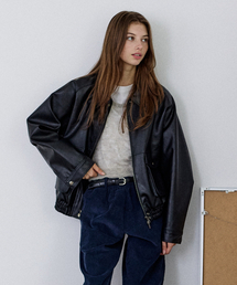 ROIROI（ロイロイ）の「オーバーサイズレザージャケット-ブラック（ライダースジャケット）」