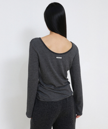Soft Open-back Stripe T-shirt - Charcoal Stripe