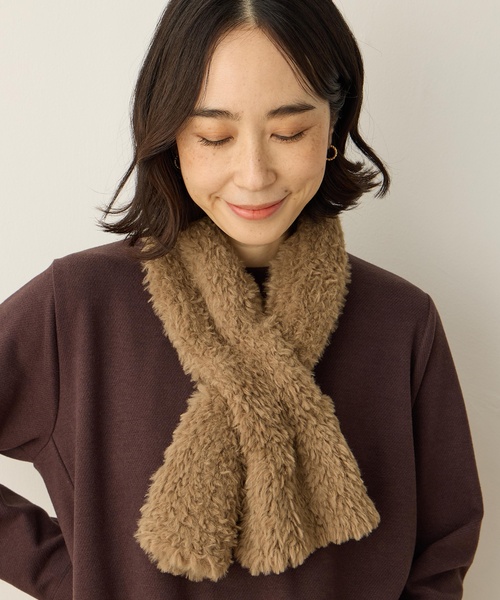 セール】フェザーヤーンマフラー【穴に通して着脱簡単】（ストール