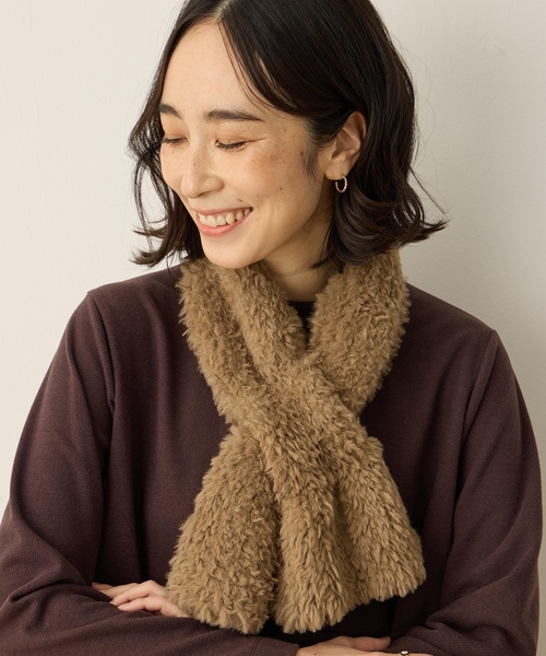 セール】フェザーヤーンマフラー【穴に通して着脱簡単】（ストール