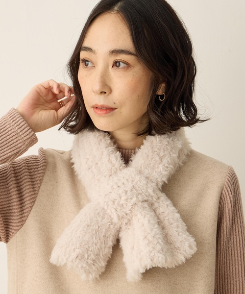 セール】フェザーヤーンマフラー【穴に通して着脱簡単】（ストール