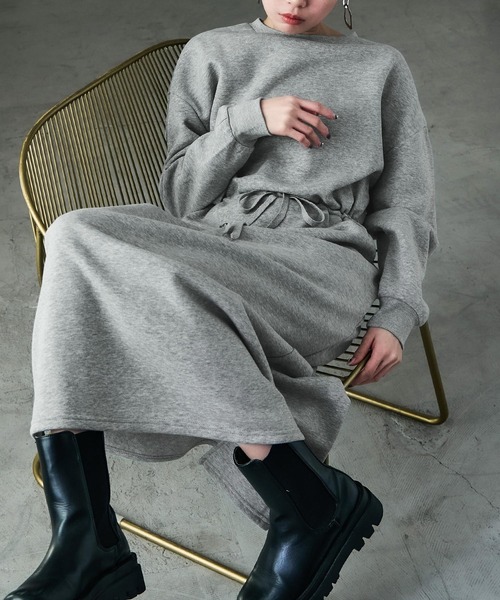 Fashion Letter（ファッションレター）の「裏起毛 ドロストルームワンピース M-LLsize（ルームワンピース・レディース・グレー/グレイッシュベージュ/ブラック/チャコール・LL/L/M）」の2枚目の写真