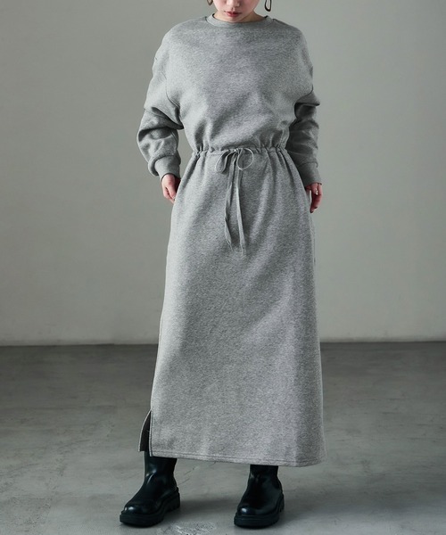 Fashion Letter（ファッションレター）の「裏起毛 ドロストルームワンピース M-LLsize（ルームワンピース・レディース・グレー/グレイッシュベージュ/ブラック/チャコール・LL/L/M）」の6枚目の写真