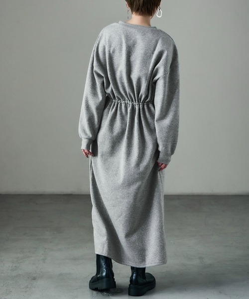 Fashion Letter（ファッションレター）の「裏起毛 ドロストルームワンピース M-LLsize（ルームワンピース・レディース・グレー/グレイッシュベージュ/ブラック/チャコール・LL/L/M）」の8枚目の写真
