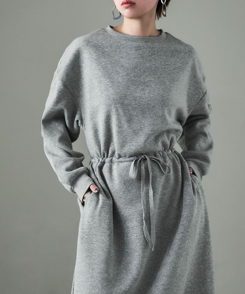 Fashion Letter（ファッションレター）の「裏起毛 ドロストルームワンピース M-LLsize（ルームワンピース・レディース・グレー/グレイッシュベージュ/ブラック/チャコール・LL/L/M）」の9枚目の写真