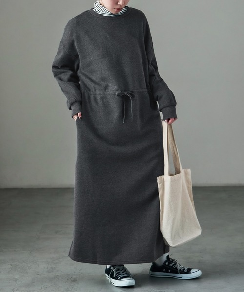 Fashion Letter（ファッションレター）の「裏起毛 ドロストルームワンピース M-LLsize（ルームワンピース・レディース・グレー/グレイッシュベージュ/ブラック/チャコール・LL/L/M）」の13枚目の写真