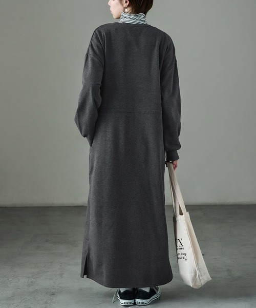 Fashion Letter（ファッションレター）の「裏起毛 ドロストルームワンピース M-LLsize（ルームワンピース・レディース・グレー/グレイッシュベージュ/ブラック/チャコール・LL/L/M）」の15枚目の写真