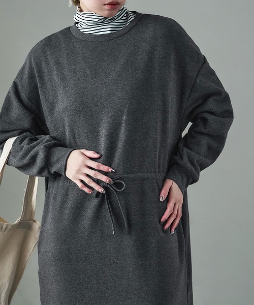 Fashion Letter（ファッションレター）の「裏起毛 ドロストルームワンピース M-LLsize（ルームワンピース・レディース・グレー/グレイッシュベージュ/ブラック/チャコール・LL/L/M）」の16枚目の写真