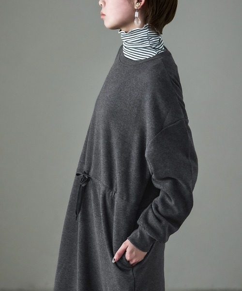 Fashion Letter（ファッションレター）の「裏起毛 ドロストルームワンピース M-LLsize（ルームワンピース・レディース・グレー/グレイッシュベージュ/ブラック/チャコール・LL/L/M）」の17枚目の写真