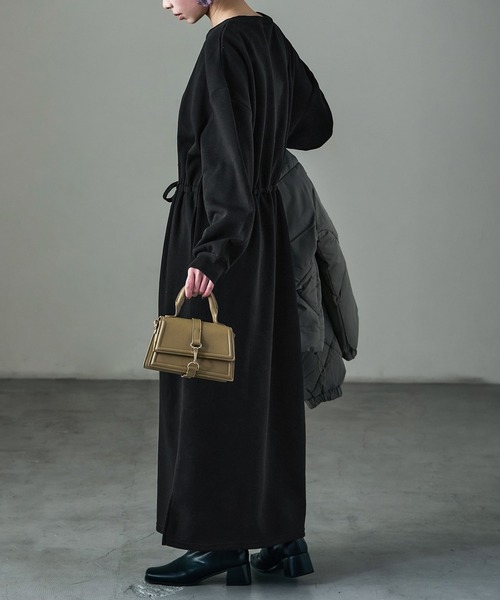 Fashion Letter（ファッションレター）の「裏起毛 ドロストルームワンピース M-LLsize（ルームワンピース・レディース・グレー/グレイッシュベージュ/ブラック/チャコール・LL/L/M）」の21枚目の写真