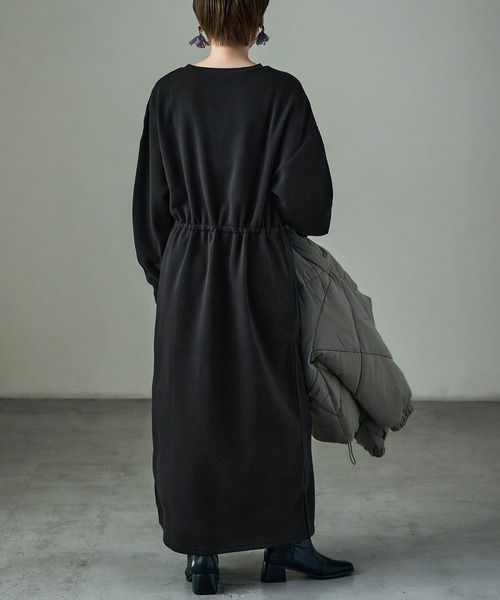 Fashion Letter（ファッションレター）の「裏起毛 ドロストルームワンピース M-LLsize（ルームワンピース・レディース・グレー/グレイッシュベージュ/ブラック/チャコール・LL/L/M）」の22枚目の写真