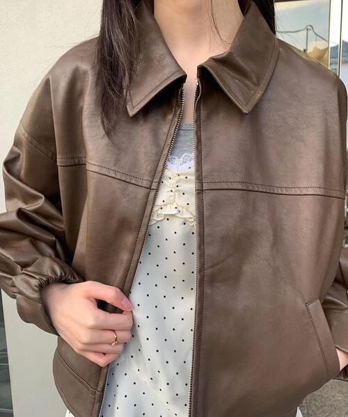 FREE'S MART(フリーズマート)の「◆合皮ジップアップブルゾン(ブルゾン・レディース・ブラウン/ブラック/ベージュ系その他・SMALL/MEDIUM)」の10枚目の写真