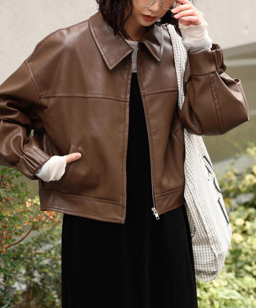 FREE'S MART(フリーズマート)の「◆合皮ジップアップブルゾン(ブルゾン・レディース・ブラウン/ブラック/ベージュ系その他・SMALL/MEDIUM)」の13枚目の写真