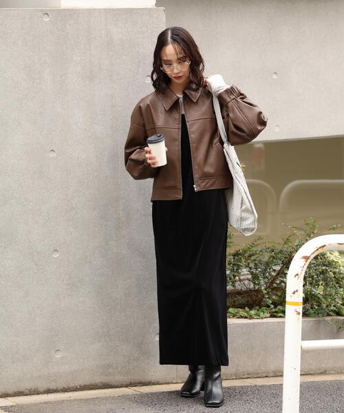 FREE'S MART(フリーズマート)の「◆合皮ジップアップブルゾン(ブルゾン・レディース・ブラウン/ブラック/ベージュ系その他・SMALL/MEDIUM)」の16枚目の写真