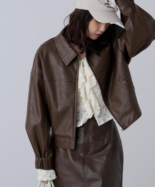 FREE'S MART(フリーズマート)の「◆合皮ジップアップブルゾン(ブルゾン・レディース・ブラウン/ブラック/ベージュ系その他・SMALL/MEDIUM)」の21枚目の写真