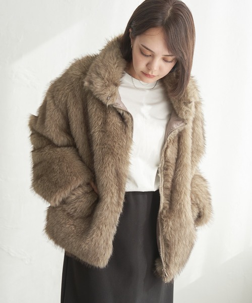 notch.(ノッチ)の「フェイクファージャケット(その他アウター・レディース・キャメル/ブラウン/ベージュ・M)」の2枚目の写真