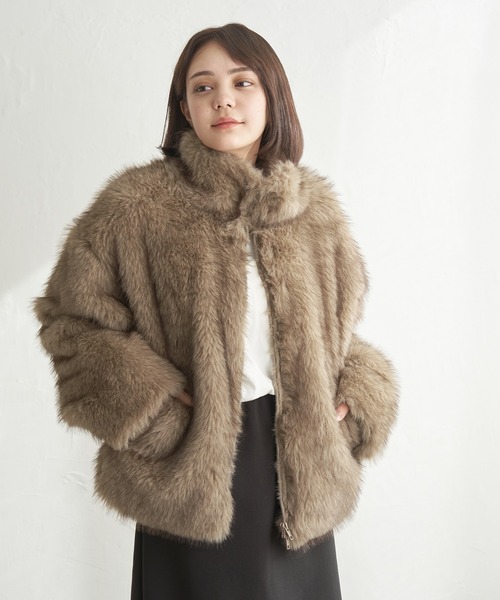 Nodress フェイクファージャケット Nodress フェイクファージャケット nodress クロップド フェイクファー