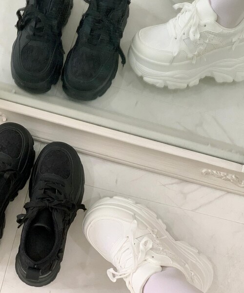 cs T&P（シーエスティーアンドピー）の「リボンレース 厚底スニーカー（スニーカー・レディース・ホワイト/ブラック・M/L/S/LL）」の4枚目の写真