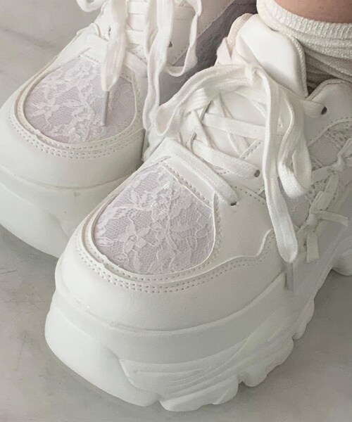 cs T&P（シーエスティーアンドピー）の「リボンレース 厚底スニーカー（スニーカー・レディース・ホワイト/ブラック・M/L/S/LL）」の7枚目の写真