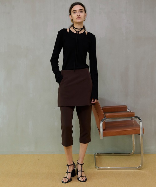MAISON SPECIAL(メゾンスペシャル)の「Mini Skirt Layer Capri Pants/ミニスカートレイヤーカプリパンツ(その他パンツ・レディース・ブラウン/ブラック・38/36)」の20枚目の写真