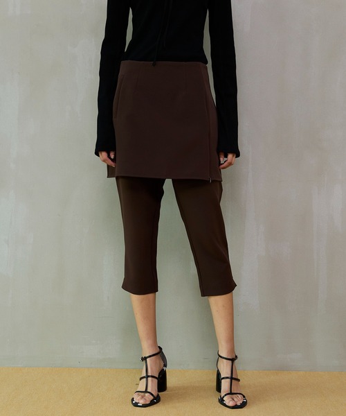 MAISON SPECIAL(メゾンスペシャル)の「Mini Skirt Layer Capri Pants/ミニスカートレイヤーカプリパンツ(その他パンツ・レディース・ブラウン/ブラック・38/36)」の21枚目の写真
